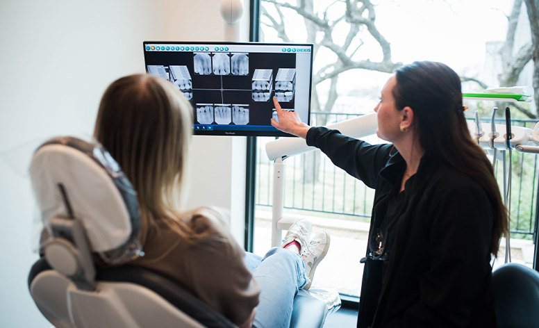 Patient receiving dental bonding treatment