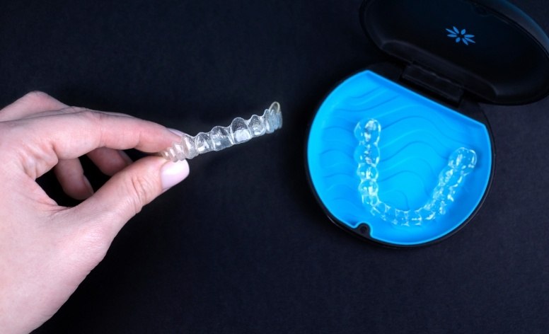 Invisalign trays in carrying case