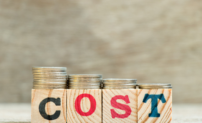 Cost written on wooden blocks