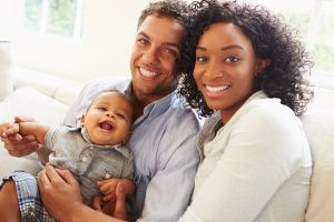 Young family smiling