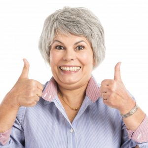 older attractive woman grey hair