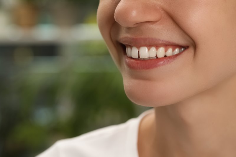 Close-up of a smile with a gap between the front teeth