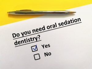 Form inquiring about oral sedation dentistry